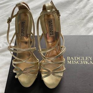 Badgley Mischka Gold Tone Strappy Heels